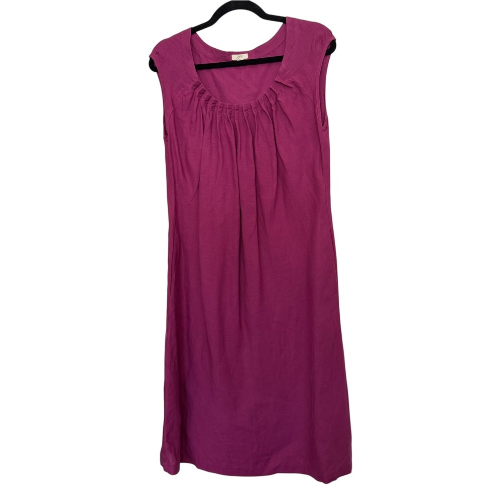 J. Jill Womens Magenta Purple 100% Linen Sleeveless Pleated Shift Dress Small